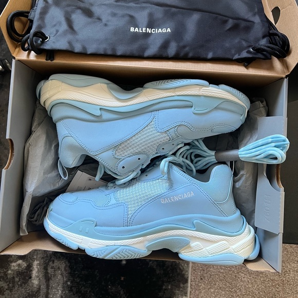Balenciaga Triple S Light Blue Size 12 - Picture 2 of 5